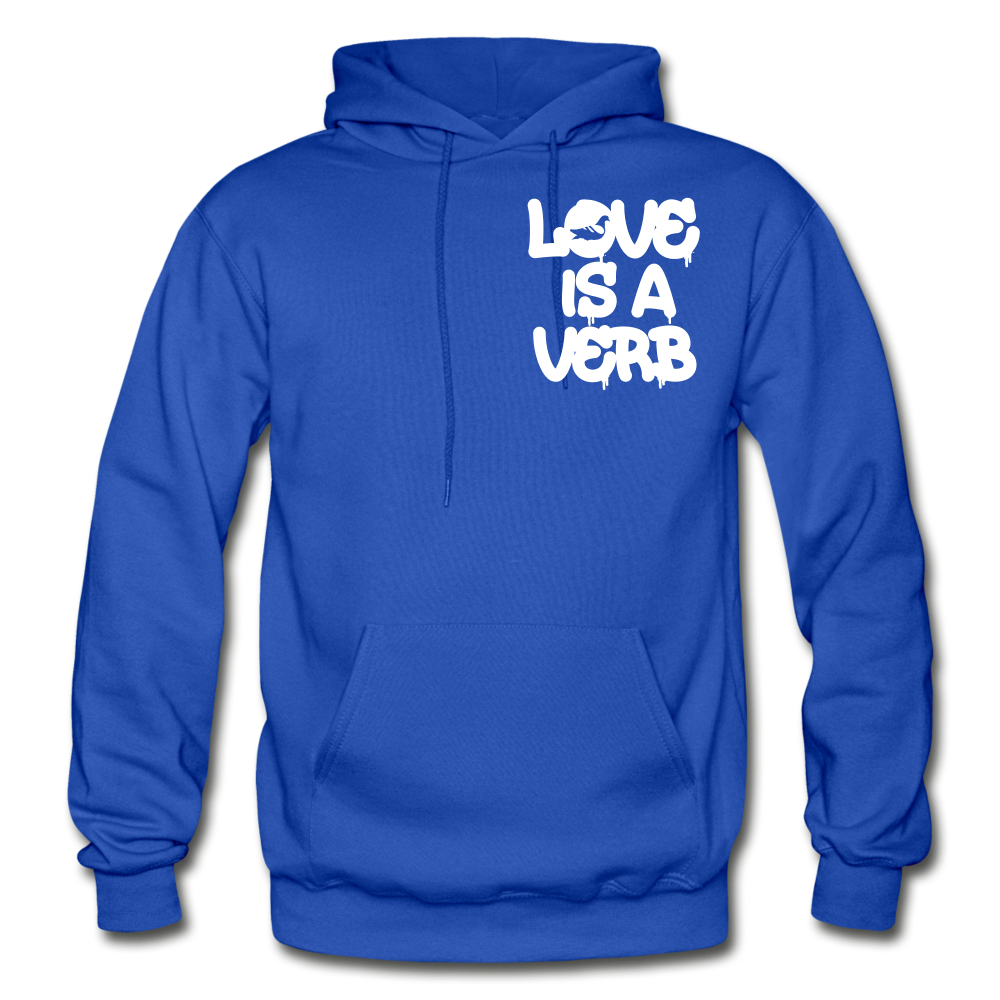 "Love is a Verb" Heavy Blend Adult Hoodie - royal blue