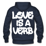 "Love is a Verb" Heavy Blend Adult Hoodie - navy