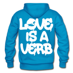 "Love is a Verb" Heavy Blend Adult Hoodie - turquoise