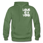 "Love is a Verb" Heavy Blend Adult Hoodie - military green