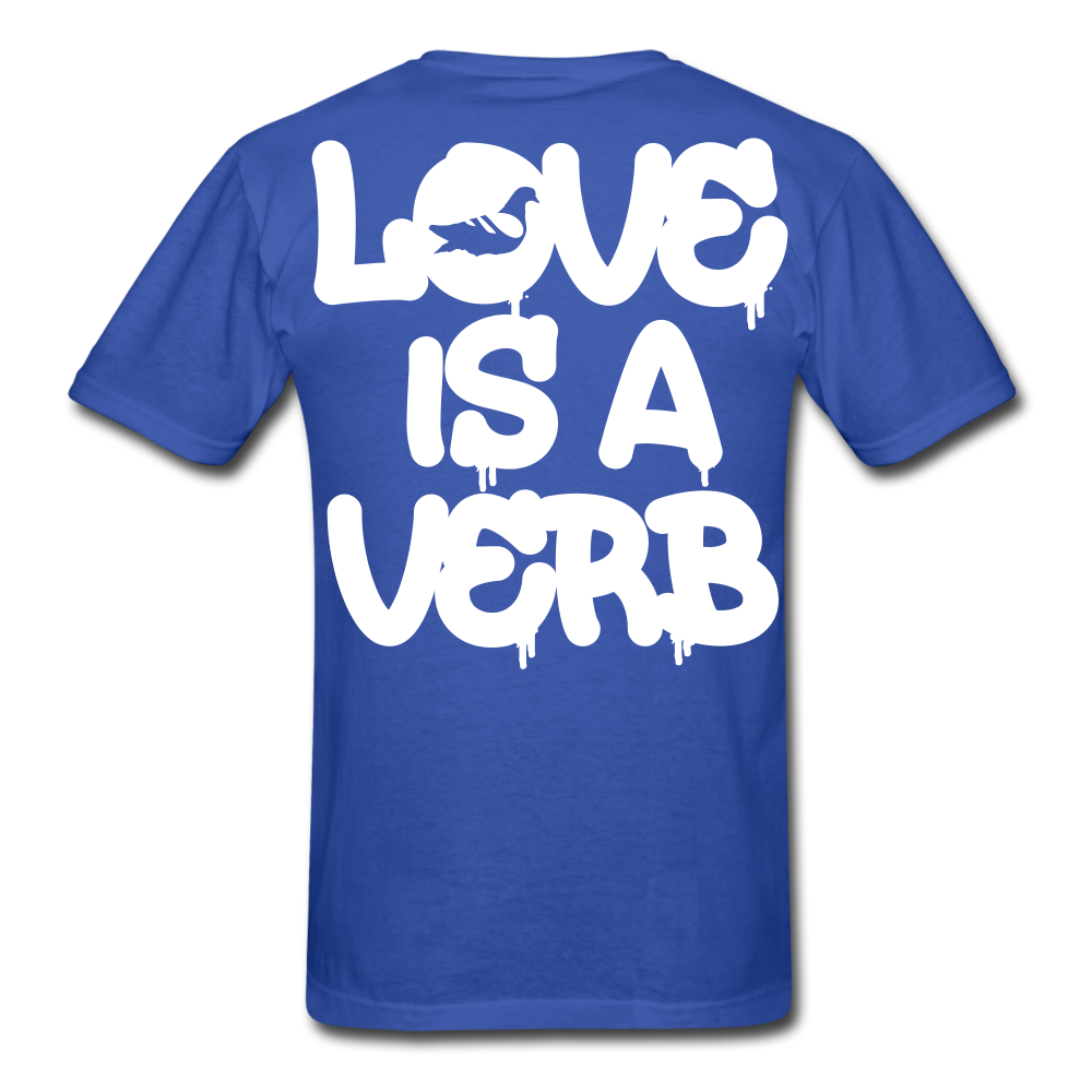 "Love is a Verb" T-Shirt - royal blue