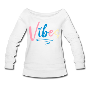 Vibes Women's Wideneck Sweatshirt - white
