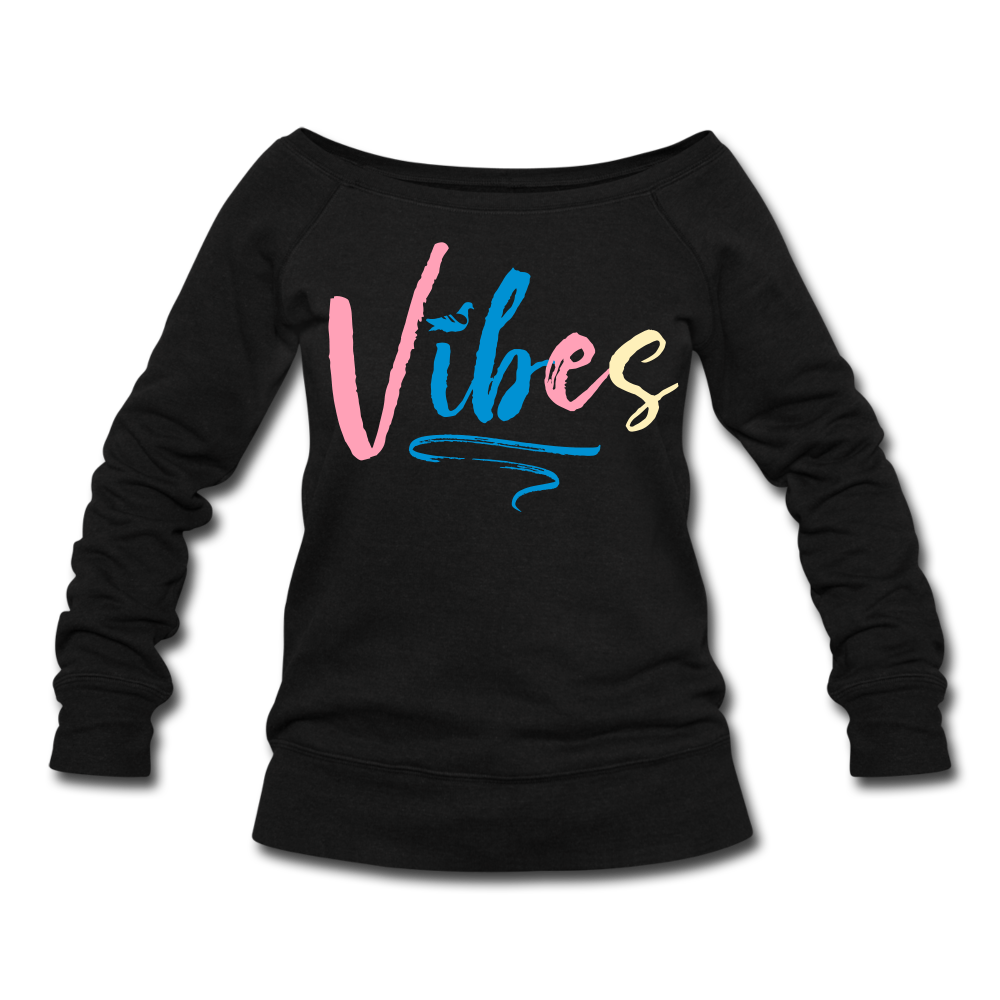 Vibes Women's Wideneck Sweatshirt - black
