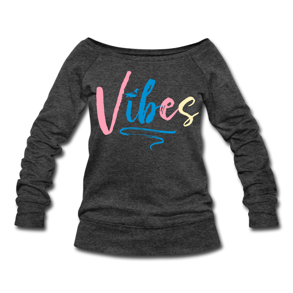 Vibes Women's Wideneck Sweatshirt - heather black