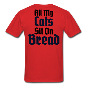 Cats Sit On Bread T-Shirt - red