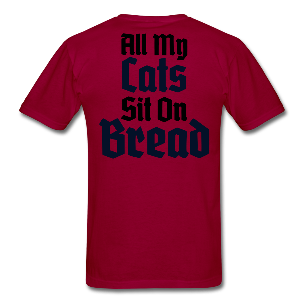 Cats Sit On Bread T-Shirt - dark red