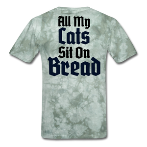 Cats Sit On Bread T-Shirt - military green tie dye
