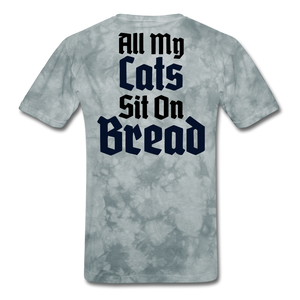 Cats Sit On Bread T-Shirt - grey tie dye
