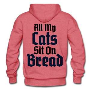 Cats Sit On Bread Heavy Blend Adult Hoodie - heather red
