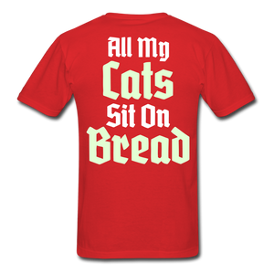 Cats Sit On Bread T-Shirt - red
