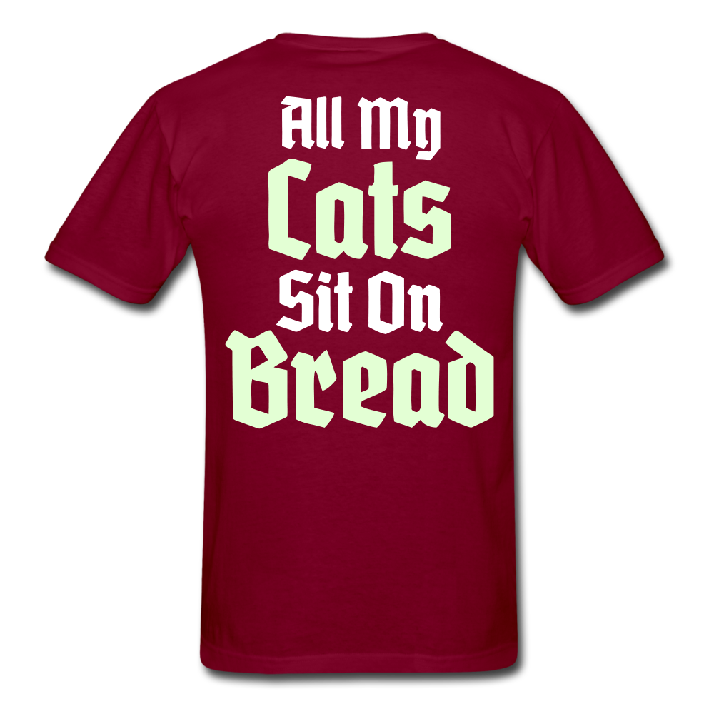 Cats Sit On Bread T-Shirt - burgundy