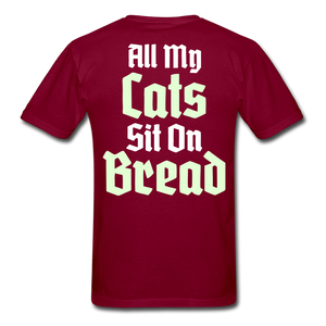 Cats Sit On Bread T-Shirt - burgundy