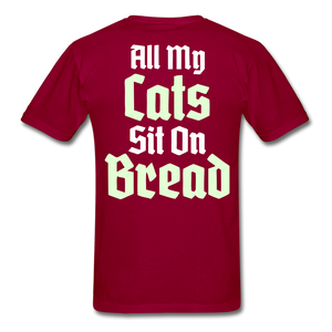 Cats Sit On Bread T-Shirt - dark red