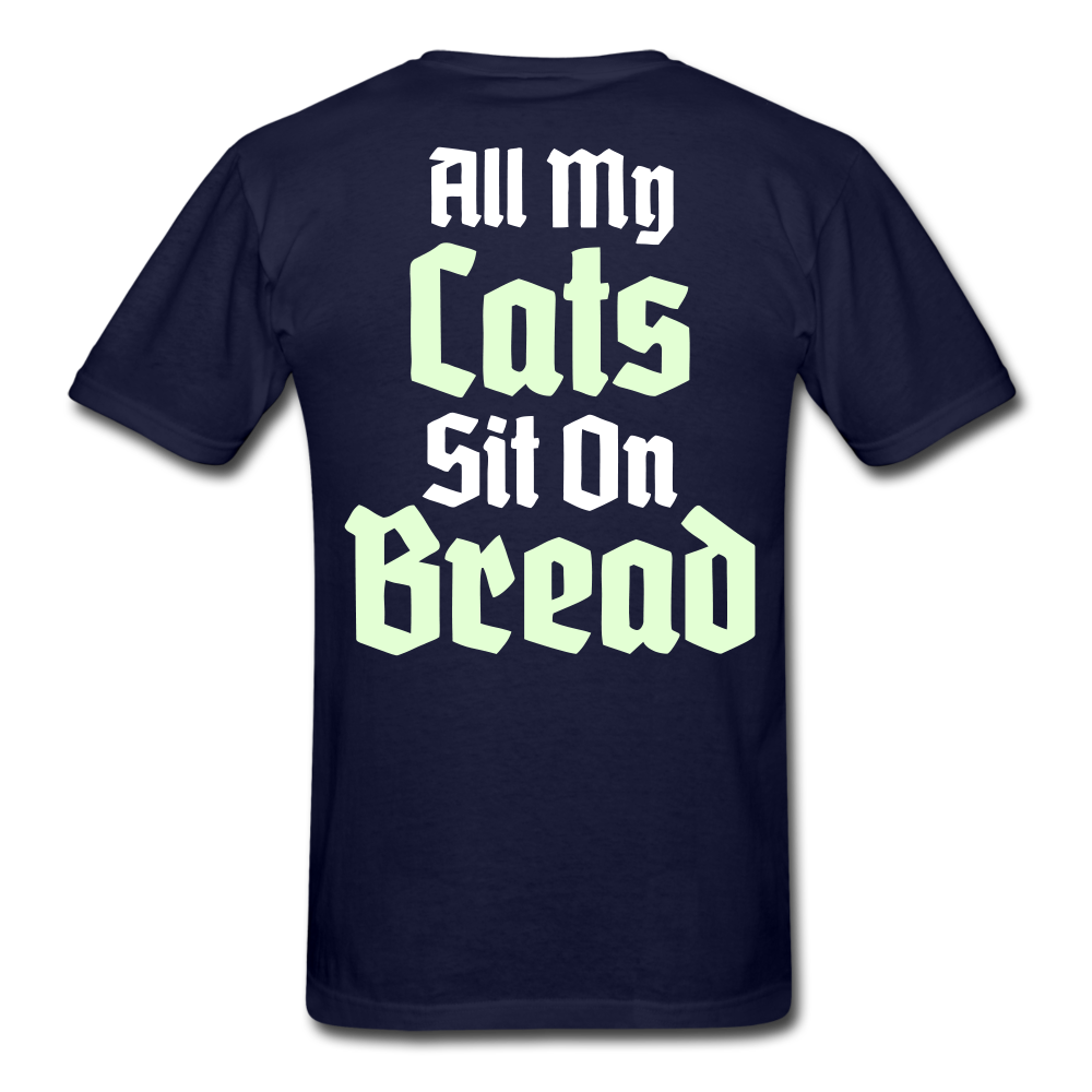 Cats Sit On Bread T-Shirt - navy