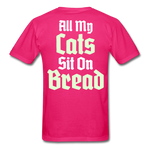Cats Sit On Bread T-Shirt - fuchsia