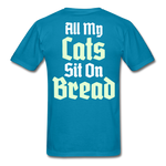 Cats Sit On Bread T-Shirt - turquoise