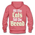 Cats Sit On Bread (Glow) Hoodie - heather red