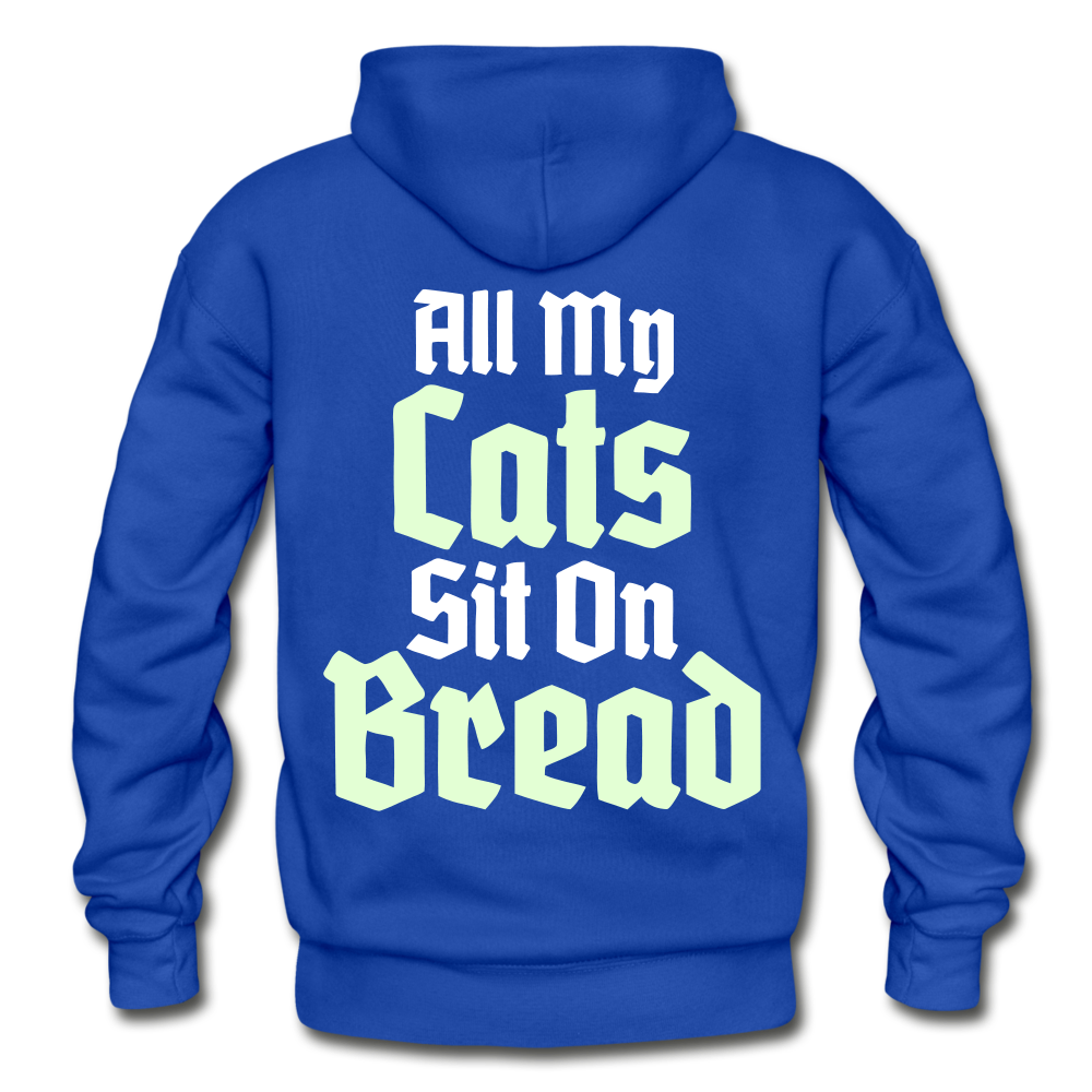 Cats Sit On Bread (Glow) Hoodie - royal blue