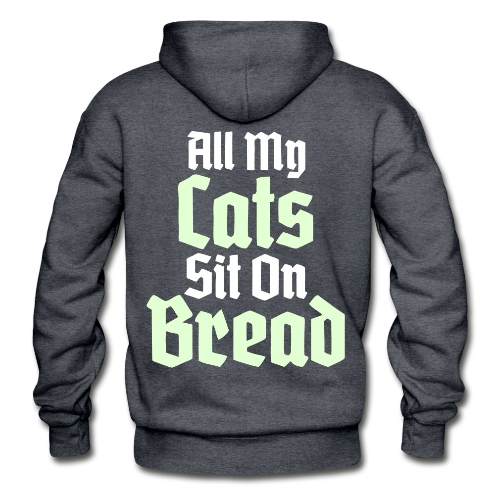 Cats Sit On Bread (Glow) Hoodie - charcoal gray
