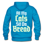 Cats Sit On Bread (Glow) Hoodie - turquoise