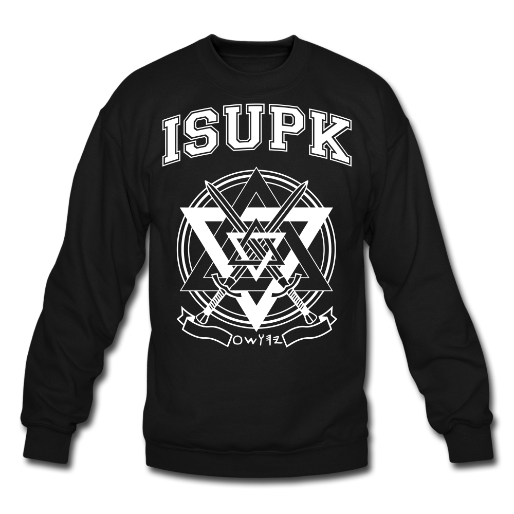 ISUPK Velvet Varsity Crewneck Sweatshirt - black
