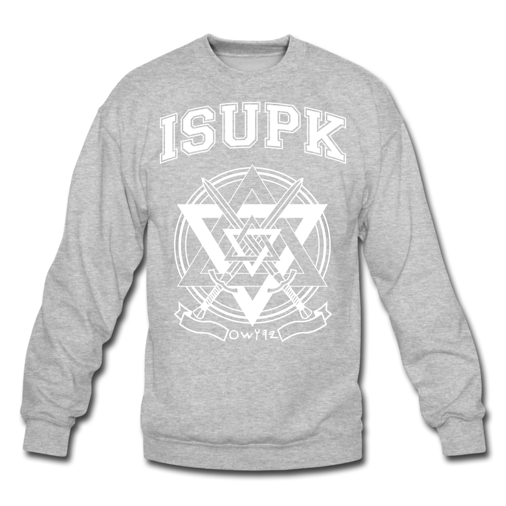 ISUPK Velvet Varsity Crewneck Sweatshirt - heather gray