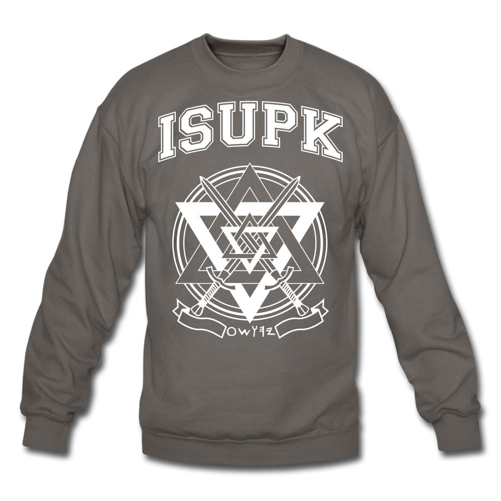 ISUPK Velvet Varsity Crewneck Sweatshirt - asphalt gray