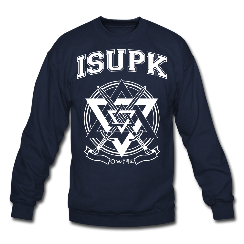 ISUPK Velvet Varsity Crewneck Sweatshirt - navy