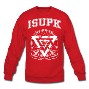 ISUPK Velvet Varsity Crewneck Sweatshirt - red