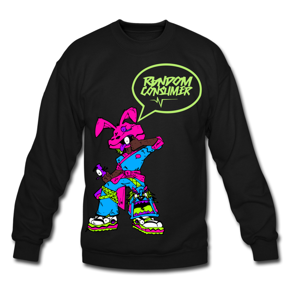 Rabid Rabit (Neon) Crewneck Sweatshirt - black