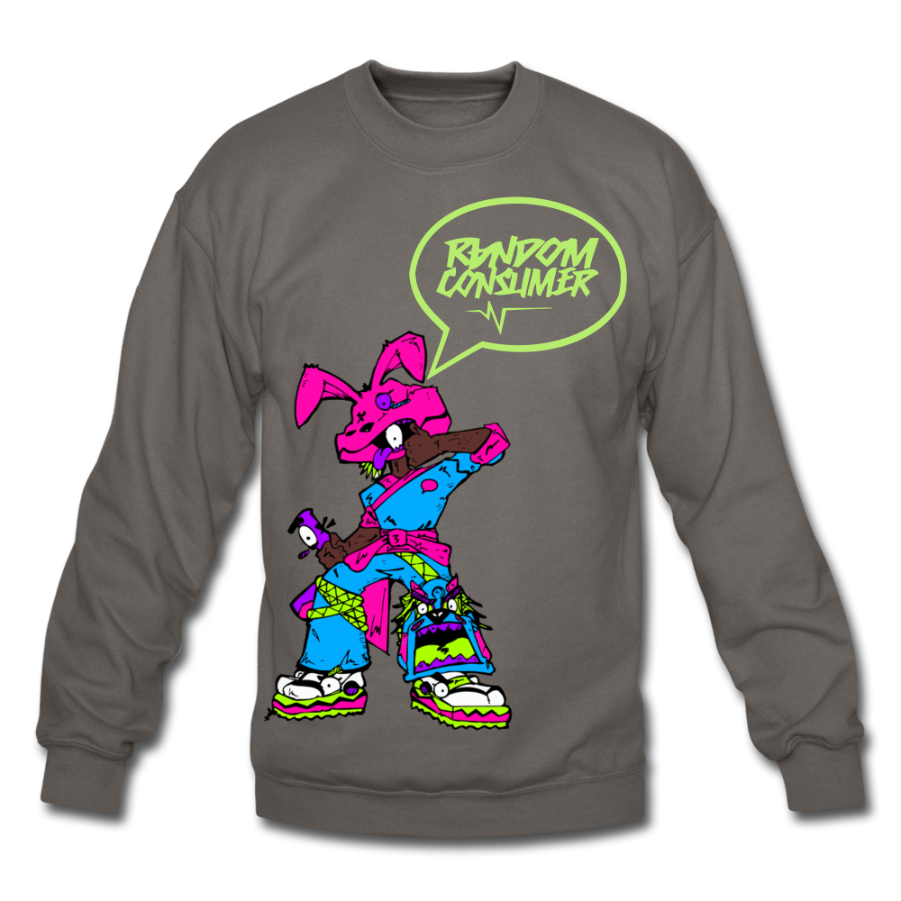 Rabid Rabit (Neon) Crewneck Sweatshirt - asphalt gray