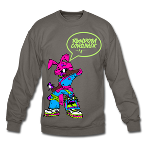 Rabid Rabit (Neon) Crewneck Sweatshirt - asphalt gray