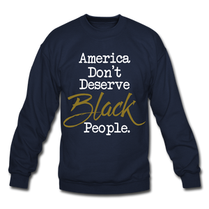 America Don't Crewneck Sweatshirt - navy