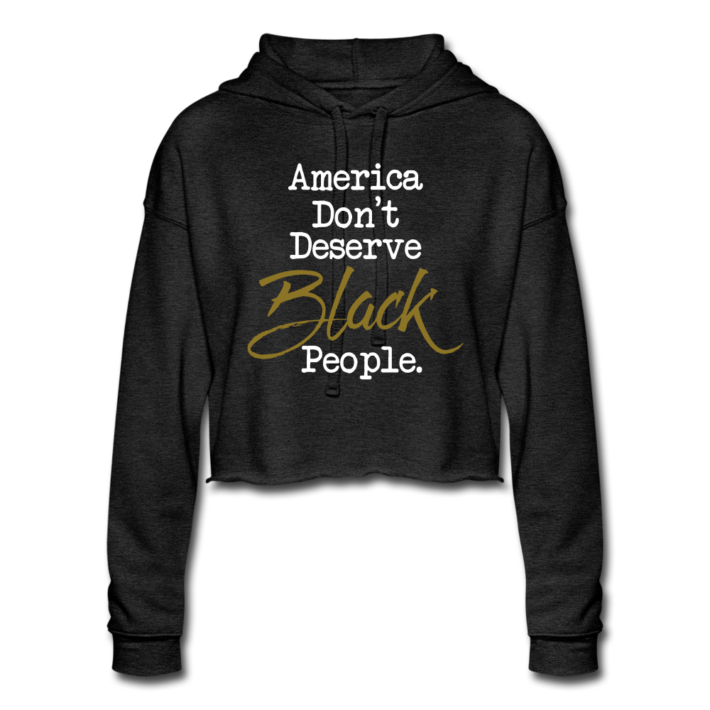 America Don't Cropped Hoodie - deep heather