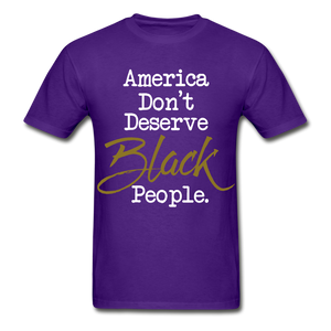 America Don't Cotton Adult T-Shirt - purple